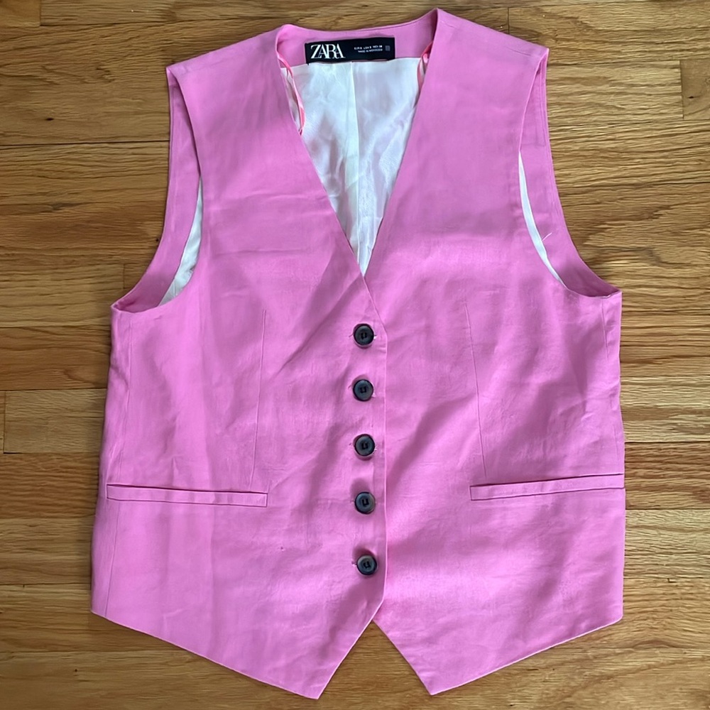 Zara waistcoat pink‎ linen viscose blend S